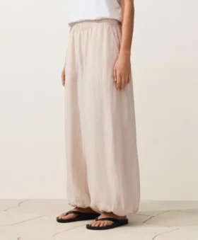 Pantaloni bloomer a righe in 100% lino