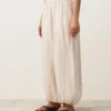 Pantaloni bloomer a righe in 100% lino Pantaloni bloomer a righe in 100% lino