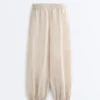 Pantaloni bloomer a righe in 100% lino Pantaloni bloomer a righe in 100% lino