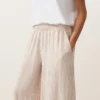 Pantaloni bloomer a righe in 100% lino Pantaloni bloomer a righe in 100% lino