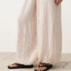 Pantaloni bloomer a righe in 100% lino Pantaloni bloomer a righe in 100% lino