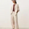 Pantaloni bloomer a righe in 100% lino Pantaloni bloomer a righe in 100% lino