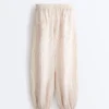 Pantaloni bloomer a righe in 100% lino Pantaloni bloomer a righe in 100% lino