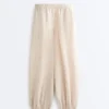 Pantaloni bloomer a righe in 100% lino Pantaloni bloomer a righe in 100% lino