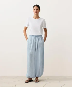 Pantaloni bloomer a righe in misto modal