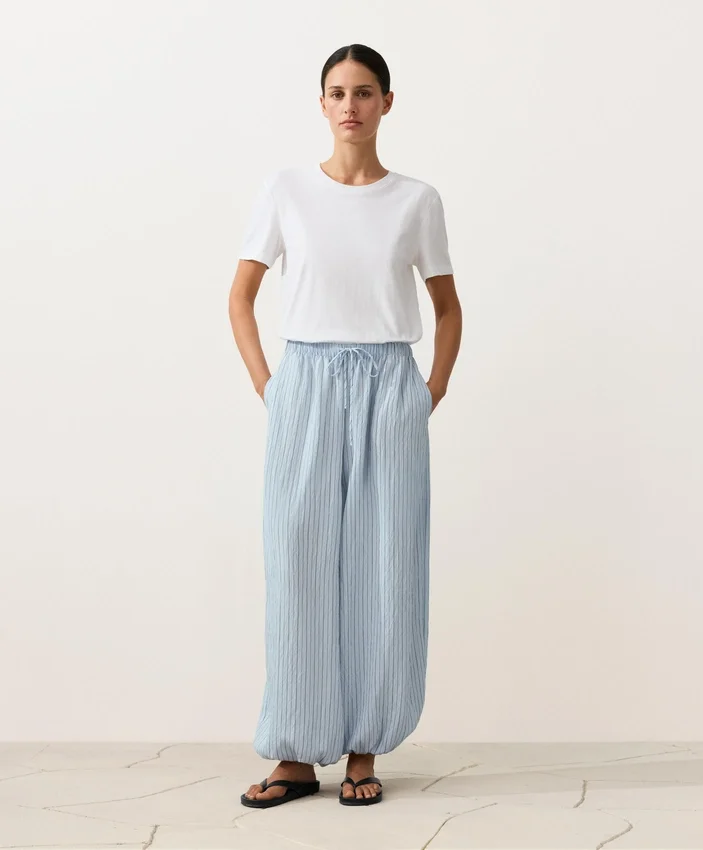Pantaloni bloomer a righe in misto modal Pantaloni bloomer a righe in misto modal
