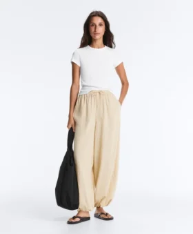 Pantaloni bloomer a righe in misto modal