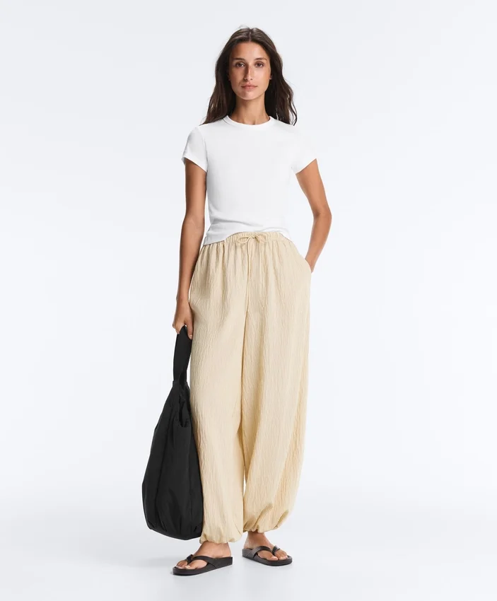 Pantaloni bloomer a righe in misto modal Pantaloni bloomer a righe in misto modal
