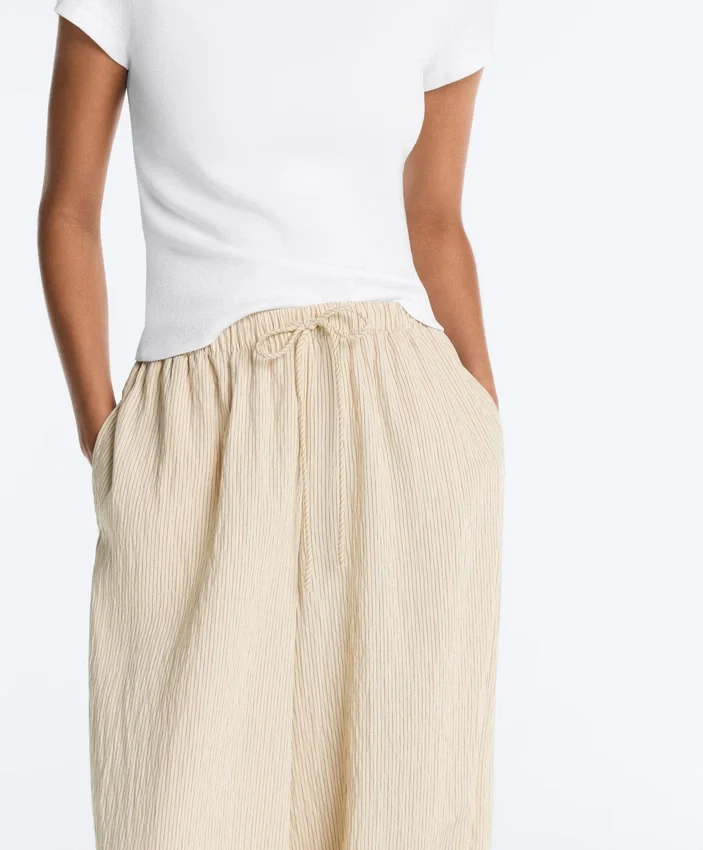Pantaloni bloomer a righe in misto modal Pantaloni bloomer a righe in misto modal