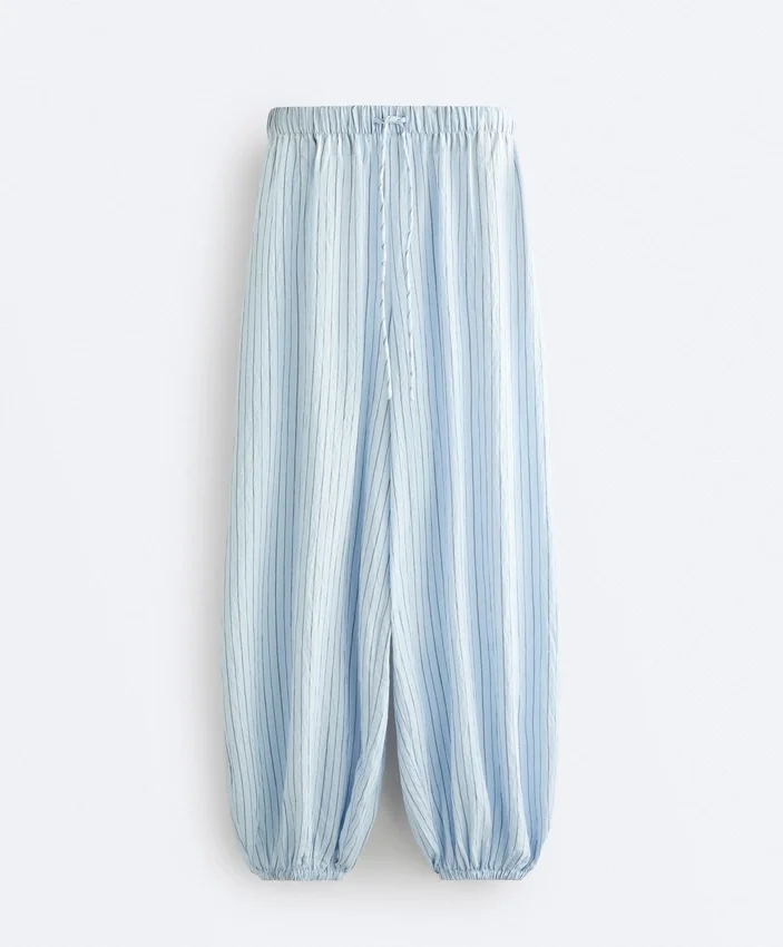 Pantaloni bloomer a righe in misto modal Pantaloni bloomer a righe in misto modal