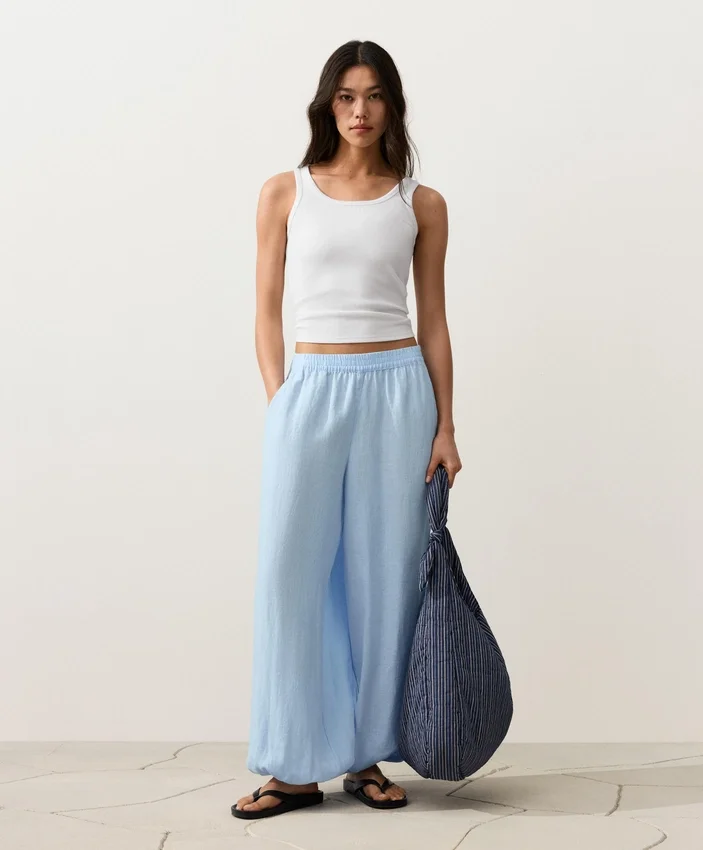 Pantaloni bloomer in 100% lino Pantaloni bloomer in 100% lino
