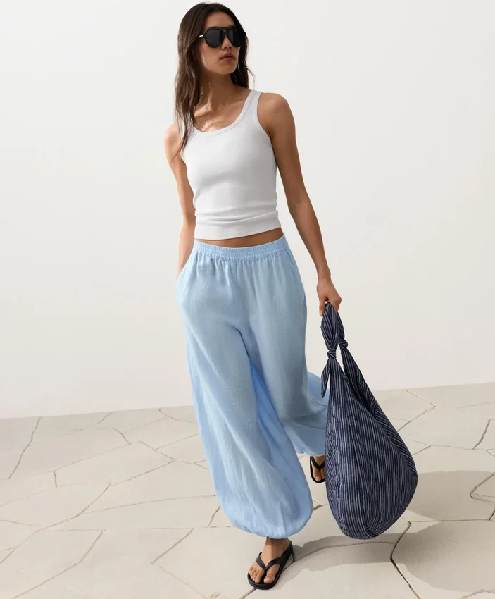 Pantaloni bloomer in 100% lino Pantaloni bloomer in 100% lino