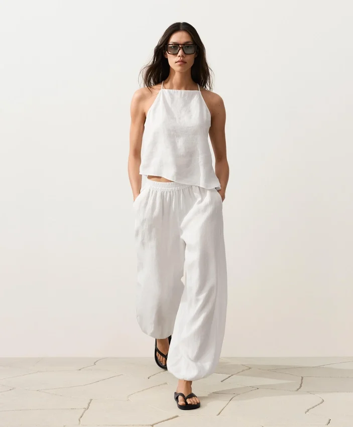 Pantaloni bloomer in 100% lino Pantaloni bloomer in 100% lino