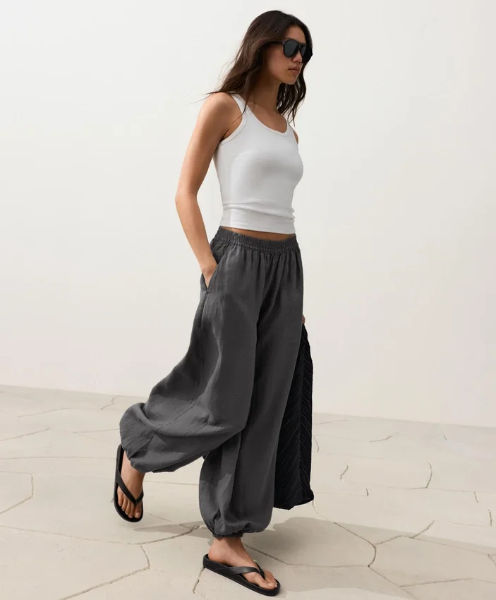 Pantaloni bloomer in 100% lino Pantaloni bloomer in 100% lino