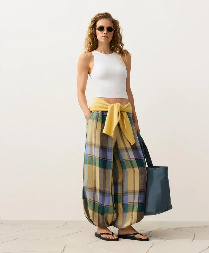 Pantaloni bloomer in 100% lino Pantaloni bloomer in 100% lino