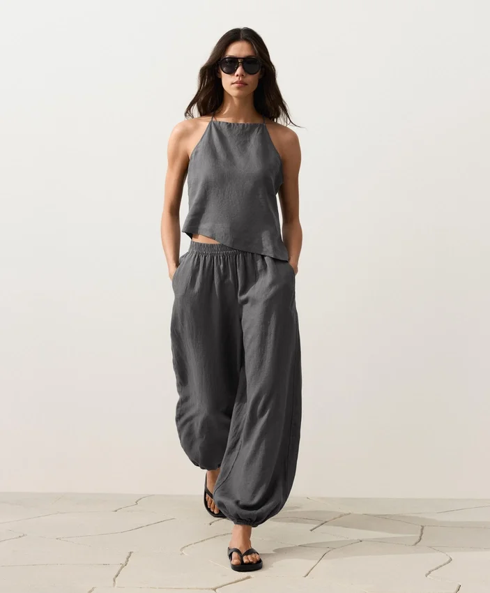 Pantaloni bloomer in 100% lino Pantaloni bloomer in 100% lino