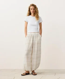 Pantaloni bloomer in misto lino e Lyocell