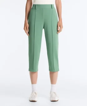 Pantaloni capri in piqué con passanti in cotone