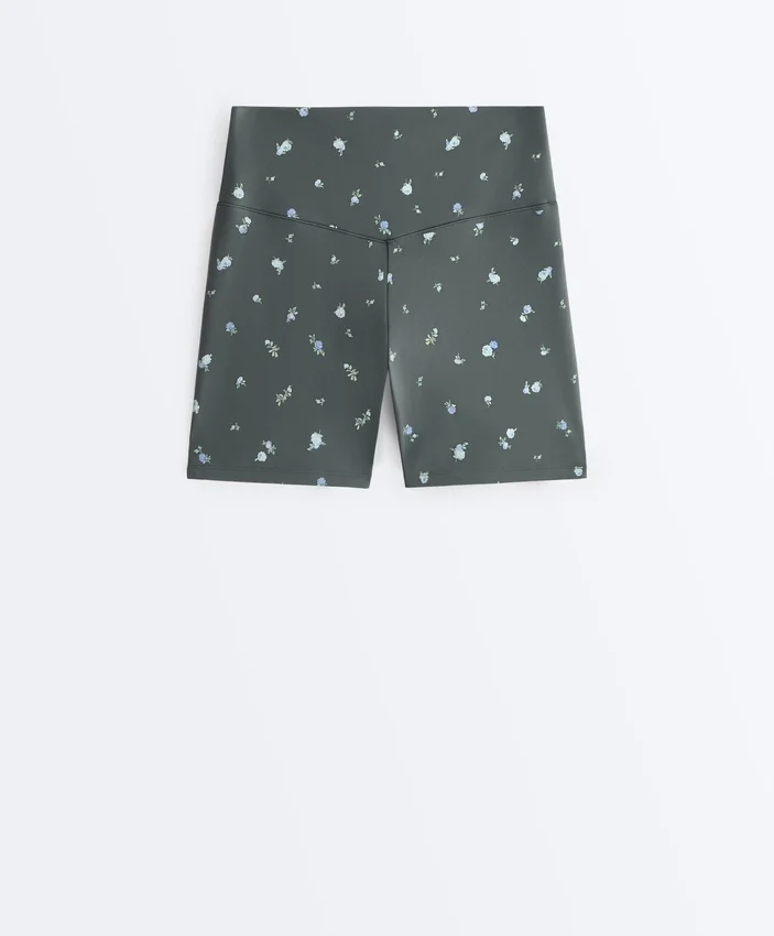 Pantaloni corti a vita alta Evermove da 10 cm con stampa floreale Pantaloni corti a vita alta Evermove da 10 cm con stampa floreale