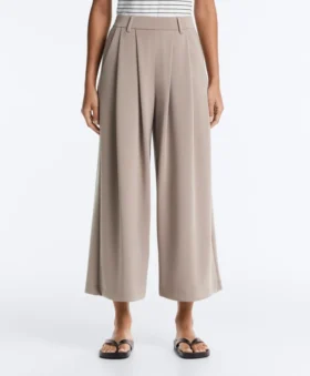 Pantaloni cropped a gamba larga Soft Touch con modal e pieghe