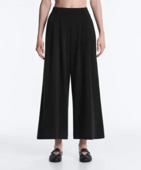 Pantaloni cropped a gamba larga Soft Touch con modal e pieghe