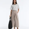 Pantaloni cropped a gamba larga Soft Touch con modal e pieghe Pantaloni cropped a gamba larga Soft Touch con modal e pieghe