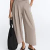 Pantaloni cropped a gamba larga Soft Touch con modal e pieghe Pantaloni cropped a gamba larga Soft Touch con modal e pieghe