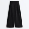 Pantaloni cropped a gamba larga Soft Touch con modal e pieghe Pantaloni cropped a gamba larga Soft Touch con modal e pieghe