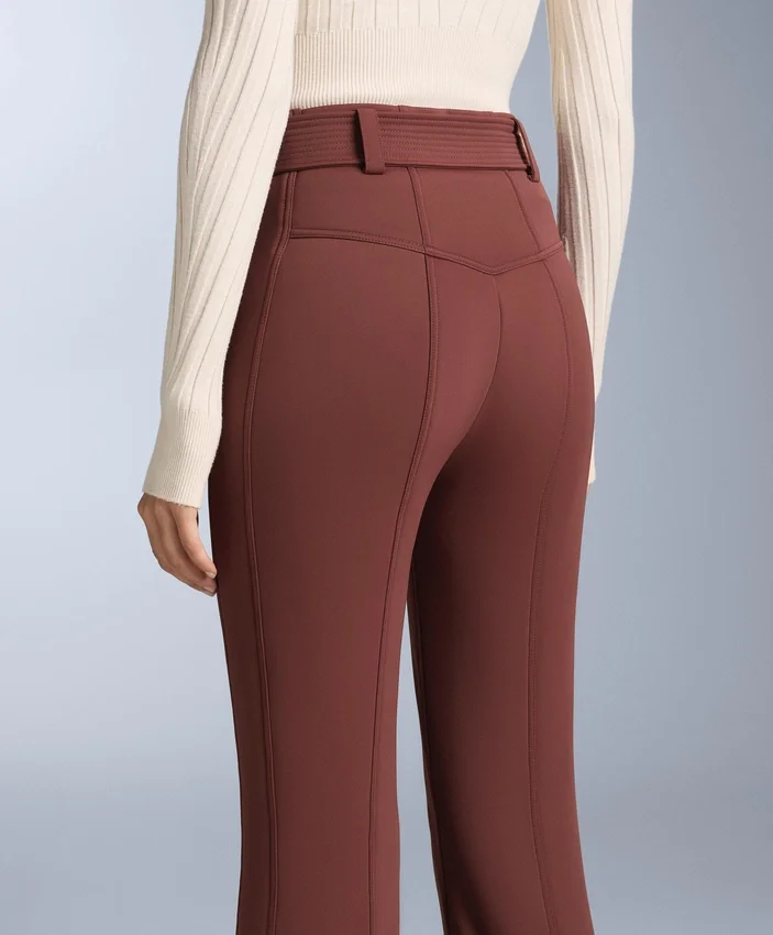 Pantaloni da sci elasticizzati a vita alta e a zampa d’elefante, resistenti all’acqua Pantaloni da sci elasticizzati a vita alta e a zampa d’elefante, resistenti all’acqua