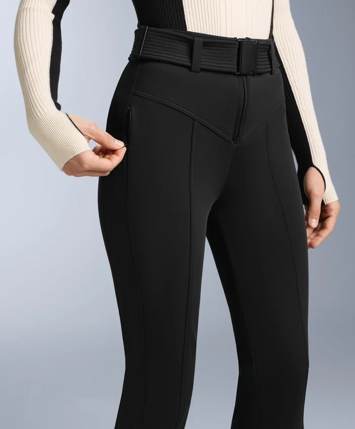 Pantaloni da sci elasticizzati a vita alta e a zampa d’elefante, resistenti all’acqua Pantaloni da sci elasticizzati a vita alta e a zampa d’elefante, resistenti all’acqua