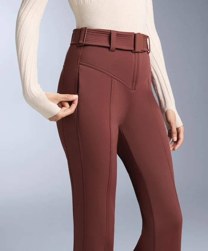 Pantaloni da sci elasticizzati a vita alta e a zampa d’elefante, resistenti all’acqua Pantaloni da sci elasticizzati a vita alta e a zampa d’elefante, resistenti all’acqua