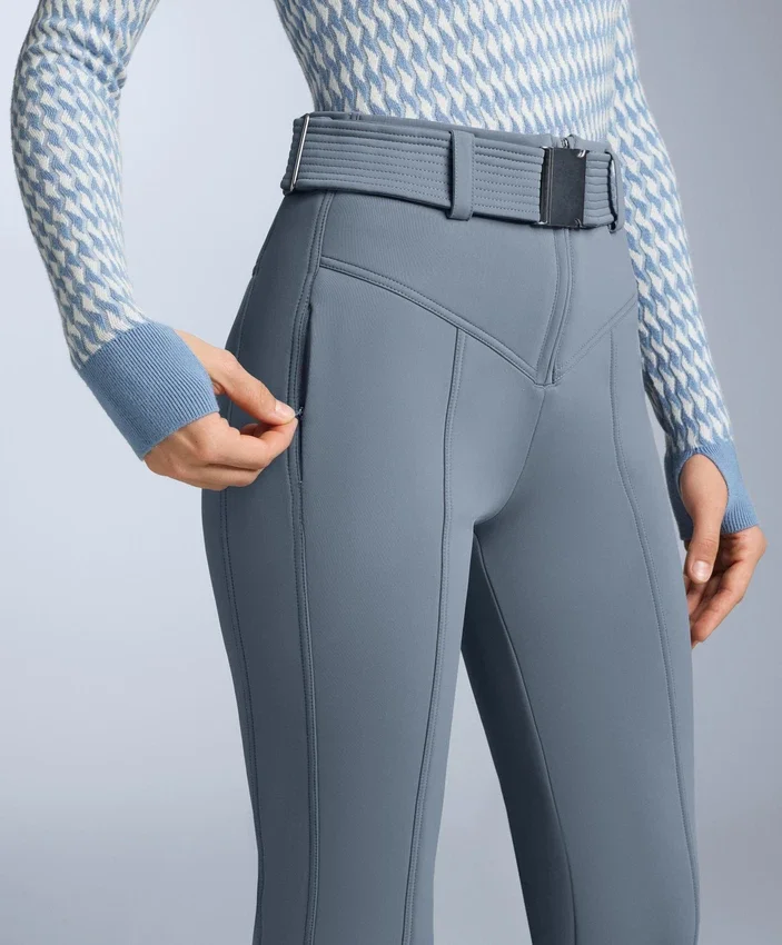 Pantaloni da sci elasticizzati a vita alta e a zampa d’elefante, resistenti all’acqua Pantaloni da sci elasticizzati a vita alta e a zampa d’elefante, resistenti all’acqua