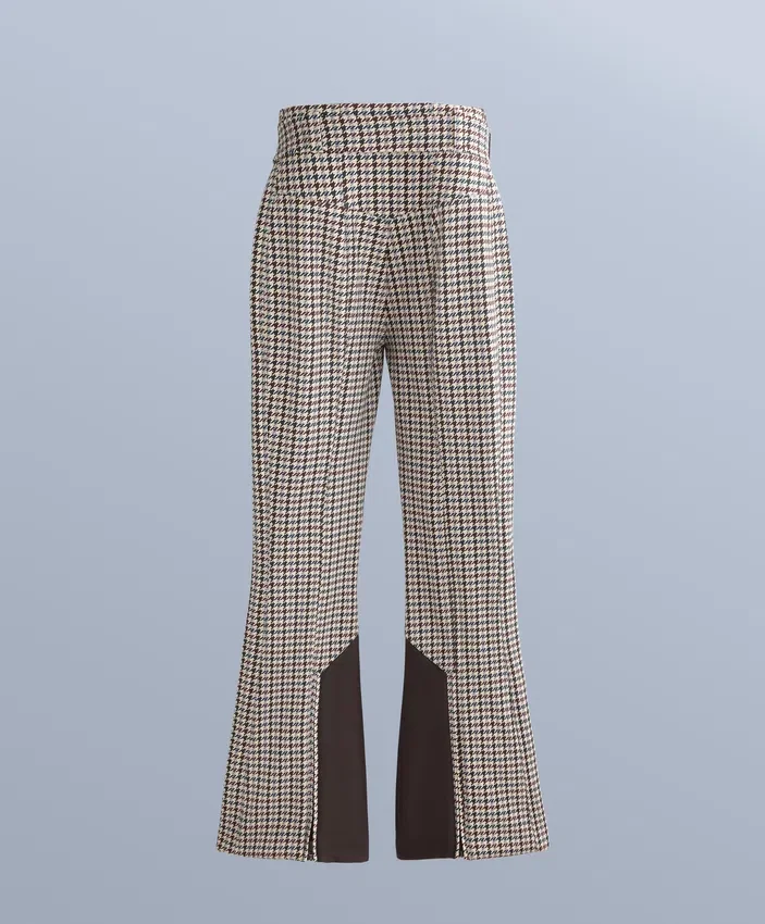 Pantaloni da sci elasticizzati a zampa d’elefante a vita alta con stampa idrorepellente Pantaloni da sci elasticizzati a zampa d’elefante a vita alta con stampa idrorepellente
