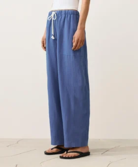 Pantaloni dritti in misto lyocell e 24% lino
