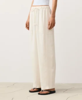 Pantaloni dritti in misto lyocell e 24% lino