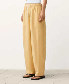 Pantaloni dritti in misto lyocell e 24% lino