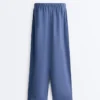 Pantaloni dritti in misto lyocell e 24% lino Pantaloni dritti in misto lyocell e 24% lino