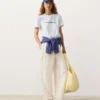 Pantaloni dritti in misto lyocell e 24% lino Pantaloni dritti in misto lyocell e 24% lino