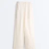 Pantaloni dritti in misto lyocell e 24% lino Pantaloni dritti in misto lyocell e 24% lino