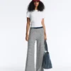 Pantaloni in maglia a gamba larga a righe diagonali Pantaloni in maglia a gamba larga a righe diagonali