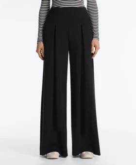 Pantaloni lunghi a gamba larga in modal Soft Touch e con pieghe