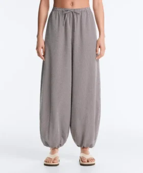 Pantaloni maxi bloomer a quadretti in misto lyocell