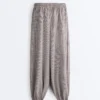 Pantaloni maxi bloomer a quadretti in misto lyocell Pantaloni maxi bloomer a quadretti in misto lyocell