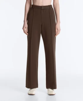 Pantaloni slim a vita bassa in piqué con cotone Pantaloni slim a vita bassa in piqué con cotone