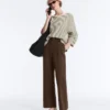 Pantaloni slim a vita bassa in piqué con cotone