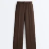 Pantaloni slim a vita bassa in piqué con cotone