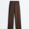 Pantaloni slim a vita bassa in piqué con cotone