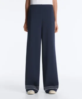 Pantaloni Soft Touch in modal morbido al tatto con dettagli a righe marinare
