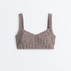 Reggiseno sportivo a quadretti con sostegno medio