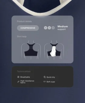 Reggiseno sportivo a sostegno medio compressivo con coppe in gomma